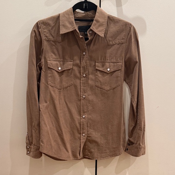Nili Lotan Tan Corduroy Button Down XS - Picture 2 of 7